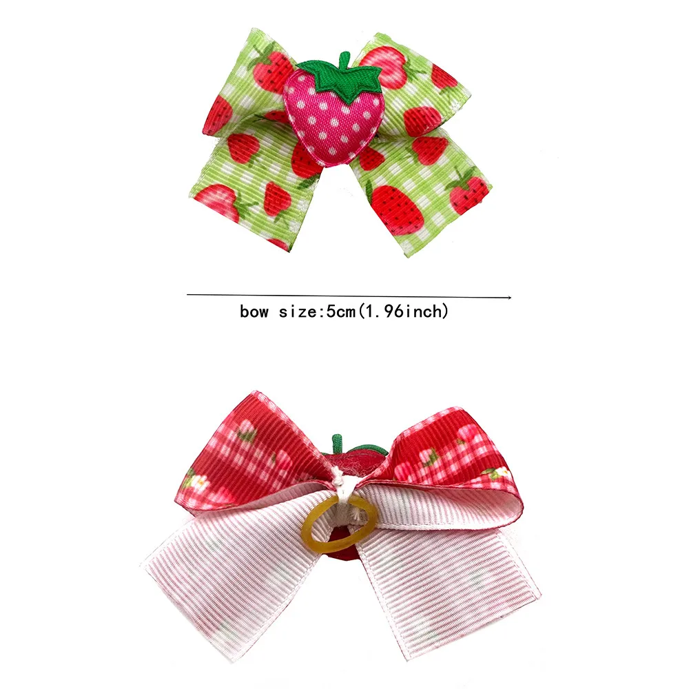 50/100PCS Pet Dog Bows Strawberry Pattern Pet Supplies Pet Dog Hiar Accessories Small Dog Hair Bows Rubber Bands Pet Dog Bows