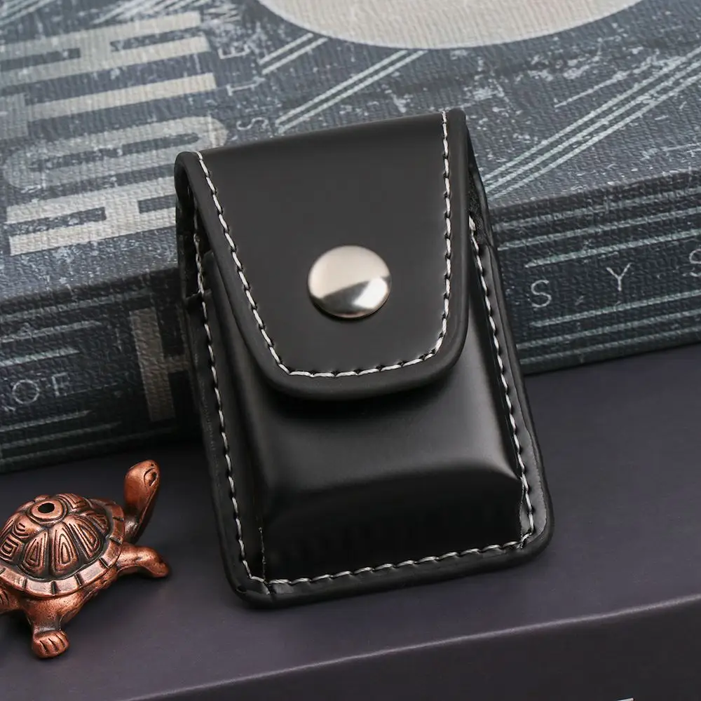 Men Gift Bag Kerosene Lighter Super Match Lighter Leather Case Anti Loss Cover Small Box