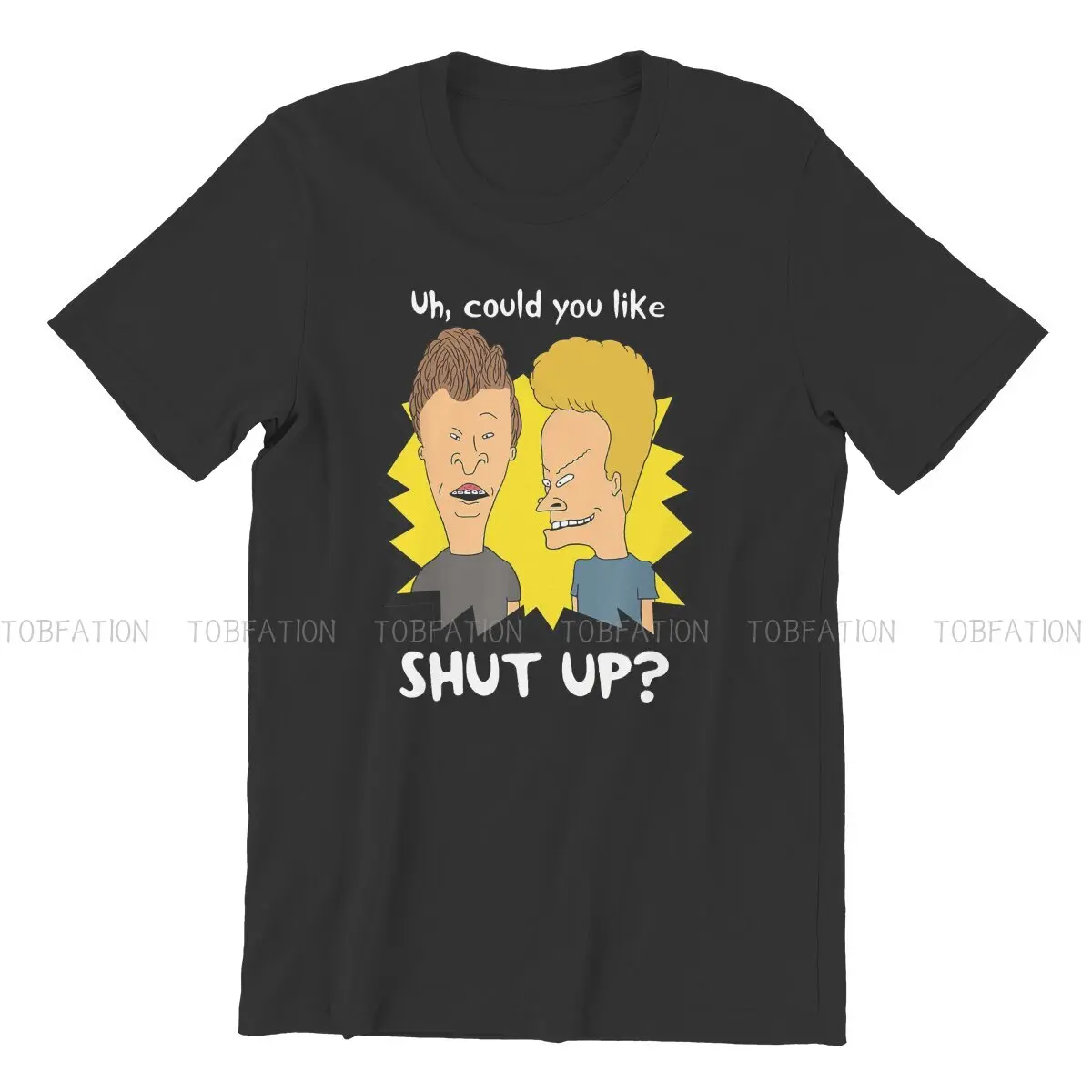 Beavis and Butthead Funny Sarcastic Cartoon Shut Up Graphic T Shirt Men Tees Summer Polyester Clothing Harajuku Crewneck TShirt