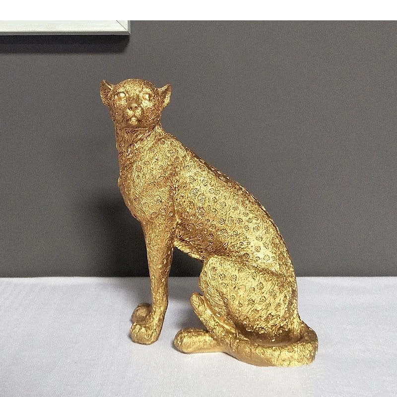 Golden Leopard Statue Simulation Animal Desk Decoration Ornaments Resin Crafts Sculpture Nordic Home Decor Modern