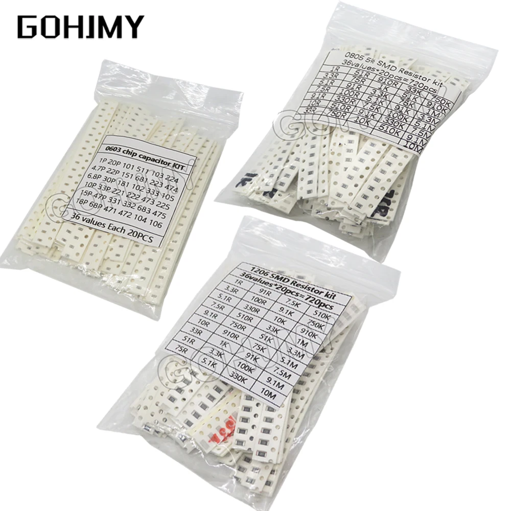 

36Value * 20PCS =720PCS 0603 0805 1206 SMD Resistor Kit Assorted Kit 1 ohm- 10M ohm new