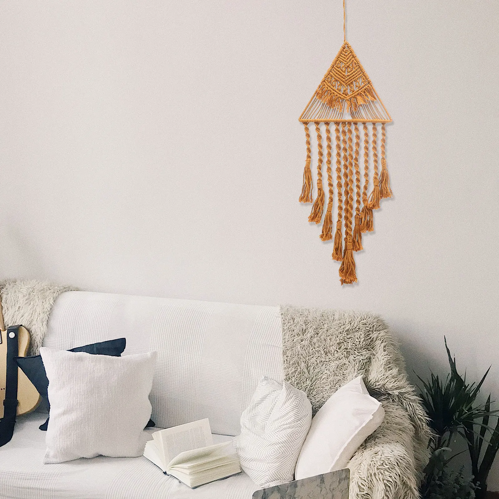 

H made Macrame Wall Decor Bohemia Style Home Tapestry Hanging Dreamcatcher Coffee Color Woven Tassel Art Roomnaments