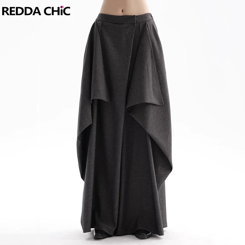 REDDACHiC Trendy Irregular Patchwork Palazzo Pants Women Vintage Elastic Waist Loose Baggy Culottes Grunge Alternative Clothes