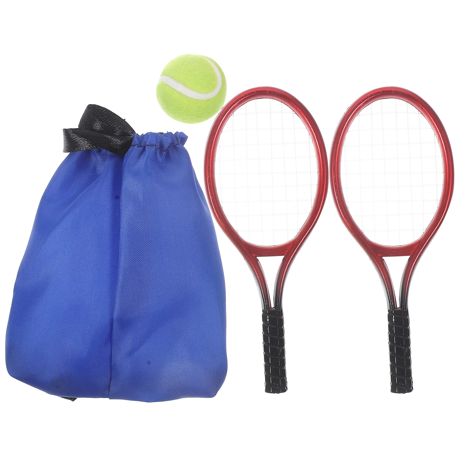 Miniature Bookshelf Tennis Set Toys Desktop Minihouse Racket Net Plastic Accessories