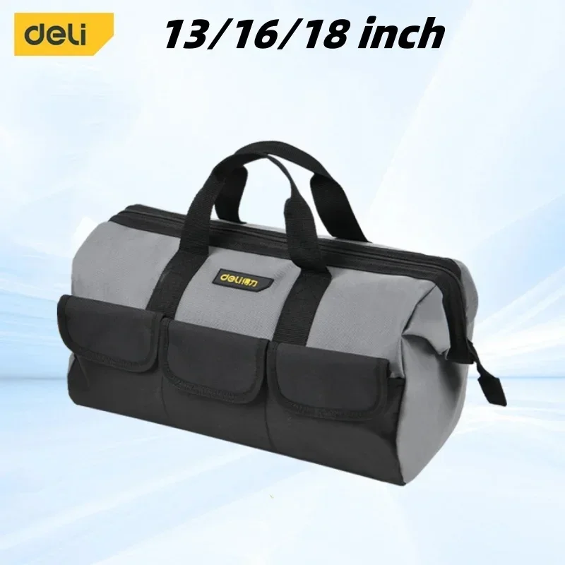 13/16/18 Inch Gray Large Capacity Tool Bag Multi-pocket Waterproof Wear-Resistant Tool Handbag Electrician Portable Toolbag