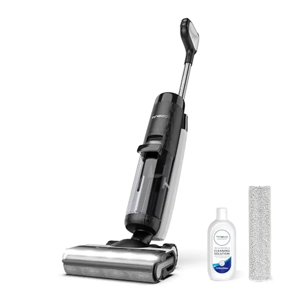 

Cordless Wet Dry Vacuum Cleaner 40 Min Runtime Mop Dual-Sided Edge Cleaning LED Display Self-Cleaning System Included Solution