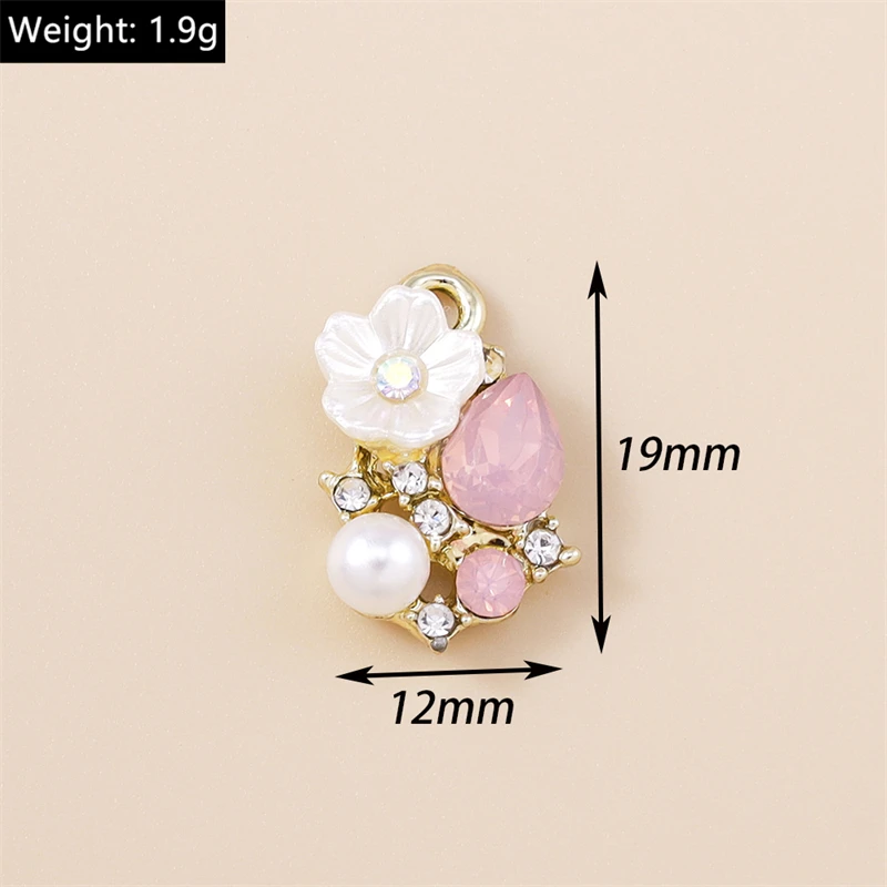 10 Stück niedliche Kristall-Legierungs-Blumenanhänger für die Schmuckherstellung, Tropfenohrringe, Halsketten, Armbänder, DIY-Bastelzubehör – Detail 4