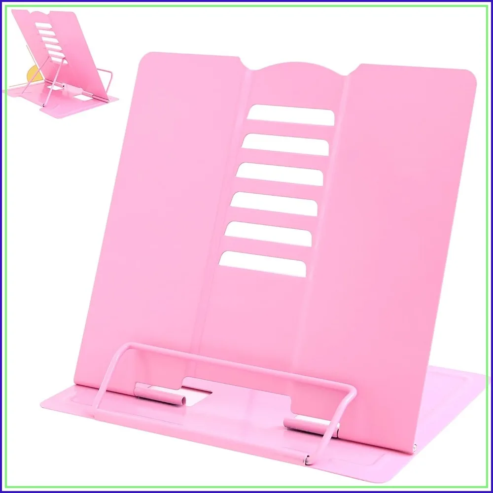 Adjustable Metal Book Stand for Reading - Portable & Sturdy Holder for Textbooks, Cookbooks, Sheet Music, and Papers