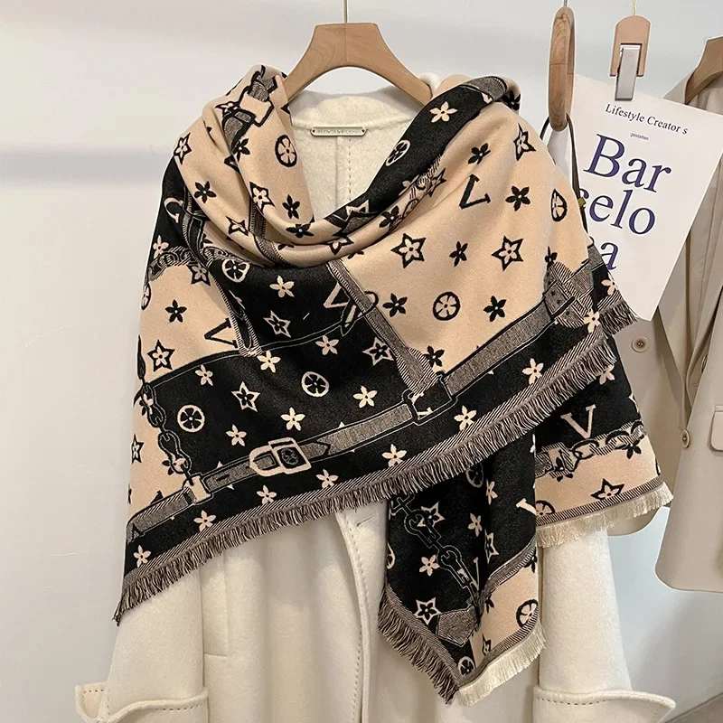 2024 New Hot Winter Fashion Scarf Cashmere Pashmina Shawls and Wraps Female Bufanda Luxury Brand Print Thick Warm Scarves