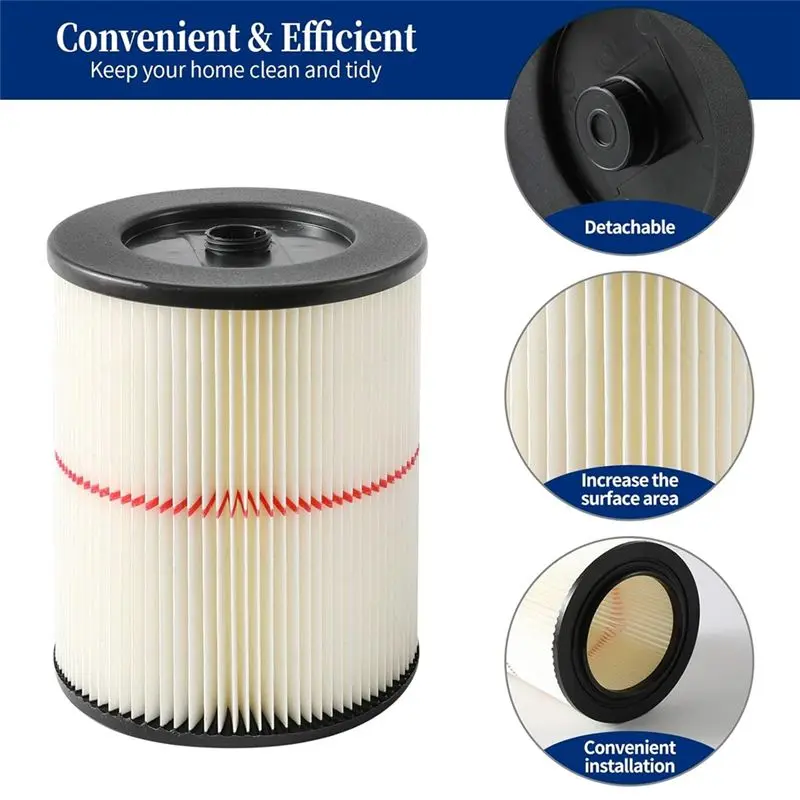 Y48A 17816 Filter Replacement for Shop Vac 9-17816 Wet Dry Vac, Fits 5/6/8/12/16/32 Gallon, 2 Filters 2 Retainer Nuts 1