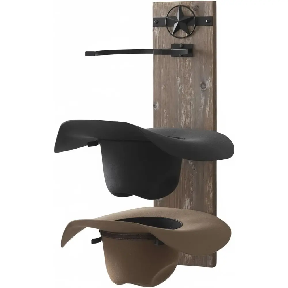 

Деревянная и металлическая подставка для ковбойских шляп в рустикальном стиле