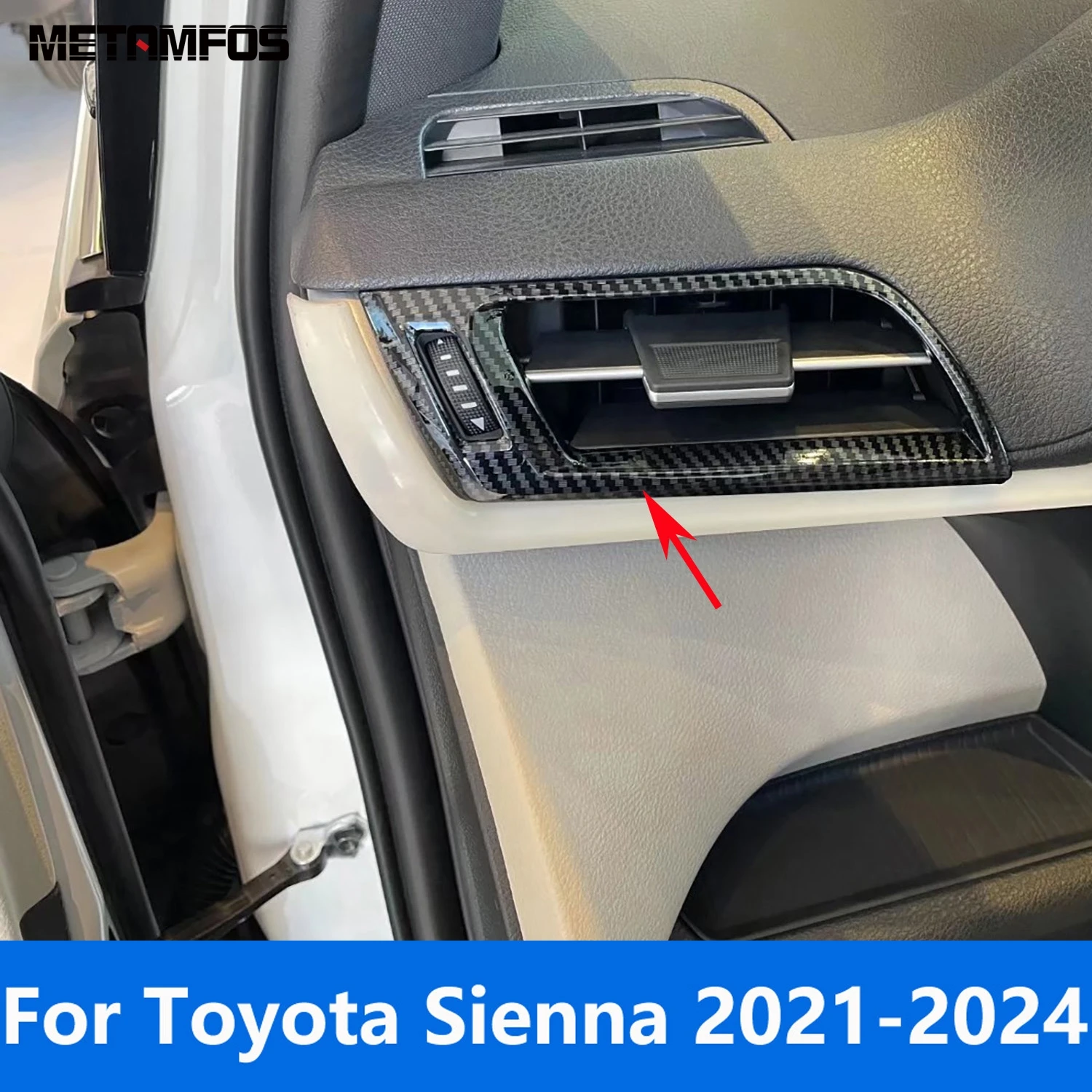 For Toyota Sienna 2021-2023 2024 Carbon Fiber Front Air Conditioning Vent Outlet Cover Trim Interior Accessories Car Styling