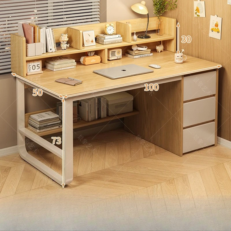 Bureau durable avec étagère intégrée, bureau d'apprentissage multifonctionnel, table et chaise de bureau polyvalentes