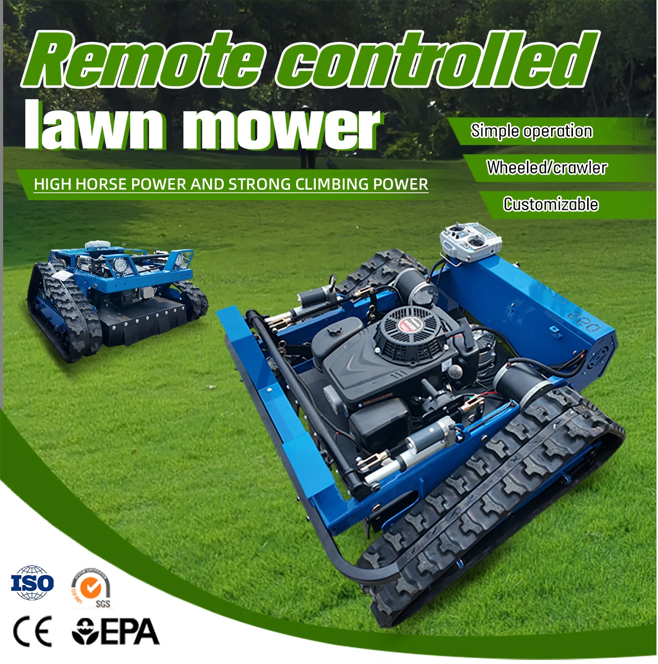 

Hot Top Professional Grade Zero Turn Remote Control Lawn Mower Crawler Lawn Mower Grass Cutter For Tackle Dense Vegetation