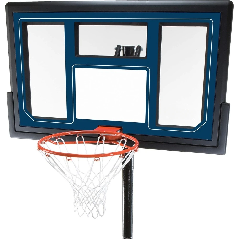 Basketball stand Courtside Height Adjustable Portable Basketball System, 50 Inch Shatterproof Backboard, Black/Blue, Standard