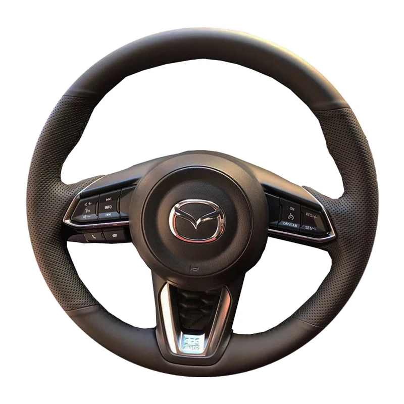 

DIY Black Faux Leather Car Accessories Steering Wheel Cover For Mazda Axela Atenza Mazda 6 CX-5 CX5 CX-4 CX4 CX-7 MX5