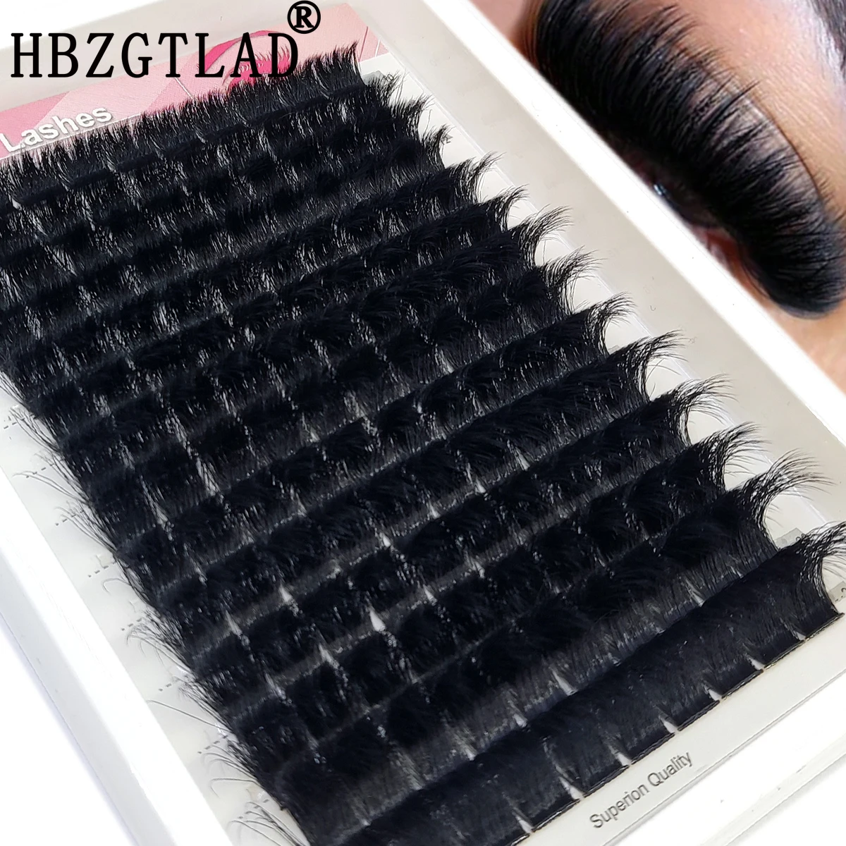 HBZGTLAD 8D Luxuriöse Flauschige DIY 80D-300D Wimpernbüschel 10-20mm Gemischte Länge Wimpernverlängerung 0,07mm Russische D-Curl Dicke – Detail 9