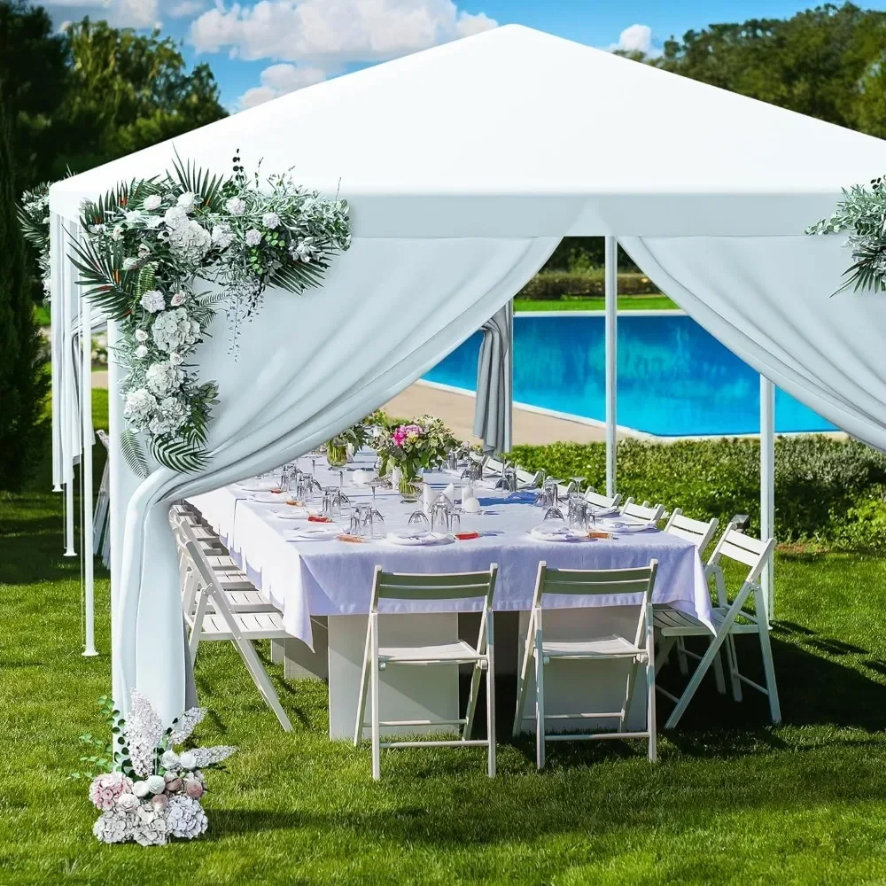 

10 x30 Outdoor Gazebo White Canopy with sidewalls Party Wedding Tent Cater Events Pavilion Beach Event(10'X30')