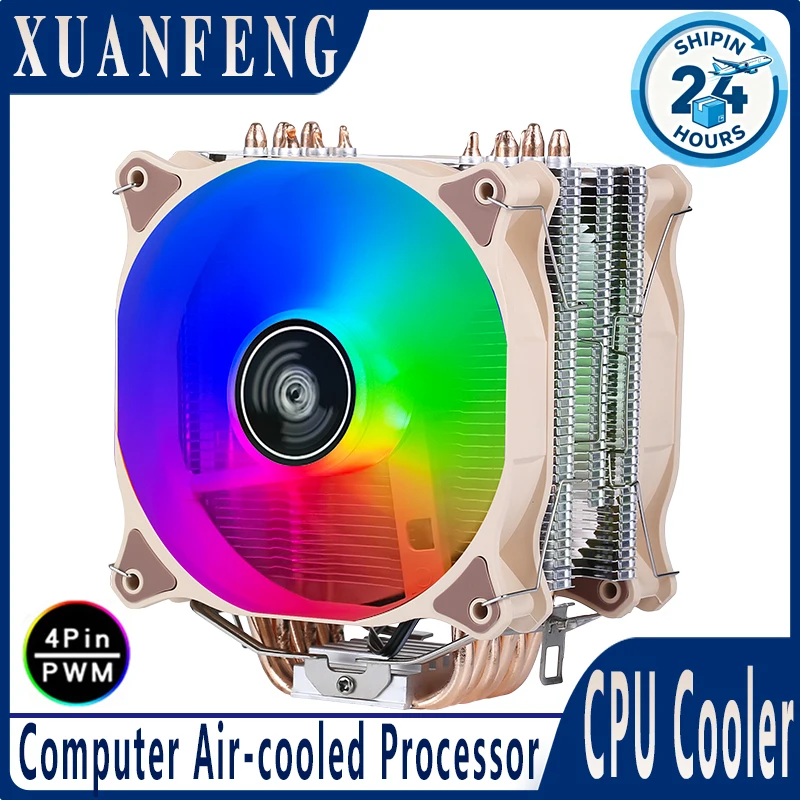 

PC Processor Cpu cooler 120mm Fan mute 4Pin/PWM Air-cooled 4/6 Heat Pipe Radiator install LGA115x 2011 x79 x99 1200 1700 AM4 AMD