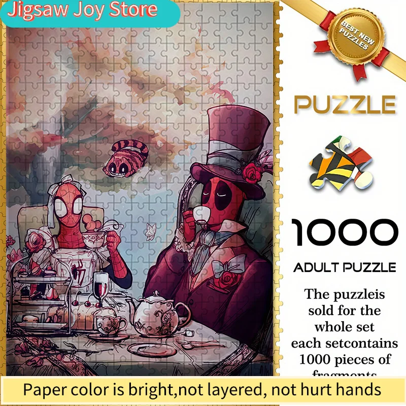 Rompecabezas sin costuras con temática de Marvel Z1.6-31, y diseño de té de la tarde - Rompecabezas DIY duradero y engrosado, juego educativo para