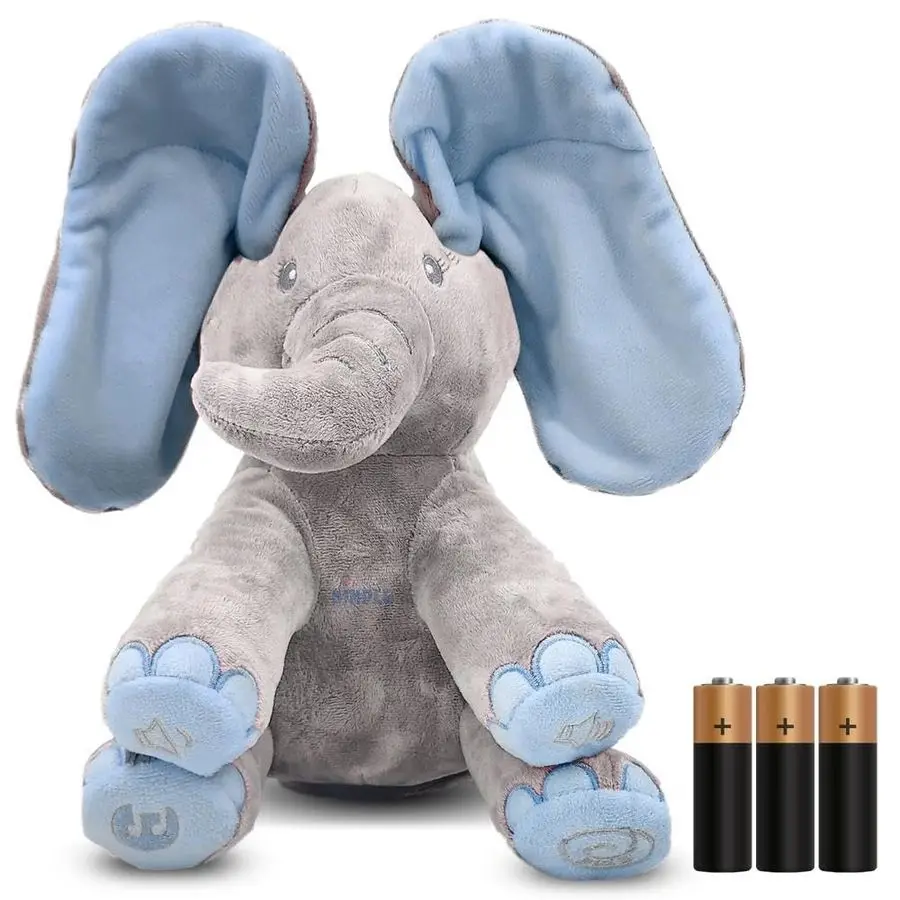 

Kyle Elephant Stuffed Animal Toy Animated Plush Blue Singing Elephant, Interactive Musical PeekaBoo for Babies, Kids, for Toddle