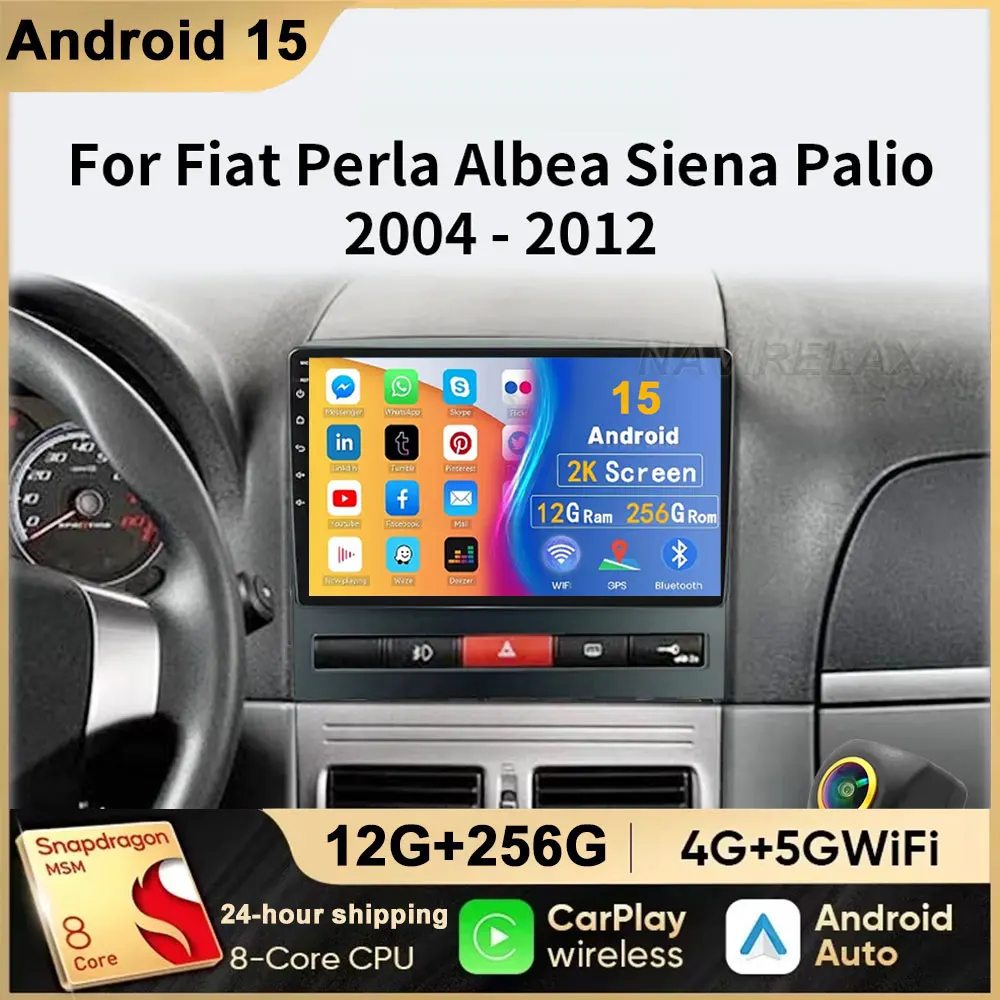 Android15 qled reprodutor multimídia do carro para fiat idéia palio sienna albea strada 2007-2013 rádio gps automático carplay bt5.0 4gwifi fm dsp