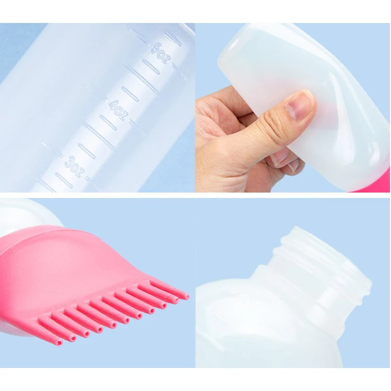 Hair Dye Refillable Bottle Applicator Medicine Comb With Scale Hair Massager Brush Salon Home Hairdressing Styling Tools