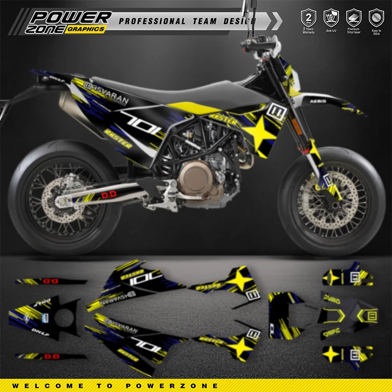 PowerZone Custom Team Graphics Decals Stickers Kit For Husqvarna Decal 15-20 701 SUPERMOTO ENDURO 2015-2017 2018 2019 2020 02