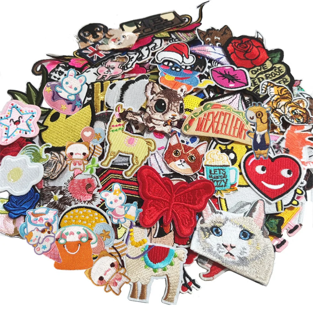 10/20/30/50pcs Random Sets Fashion Embroidery Patch Clothing Thermoadhesive Patches for Clothes Sewing Badges Appliques for Kids