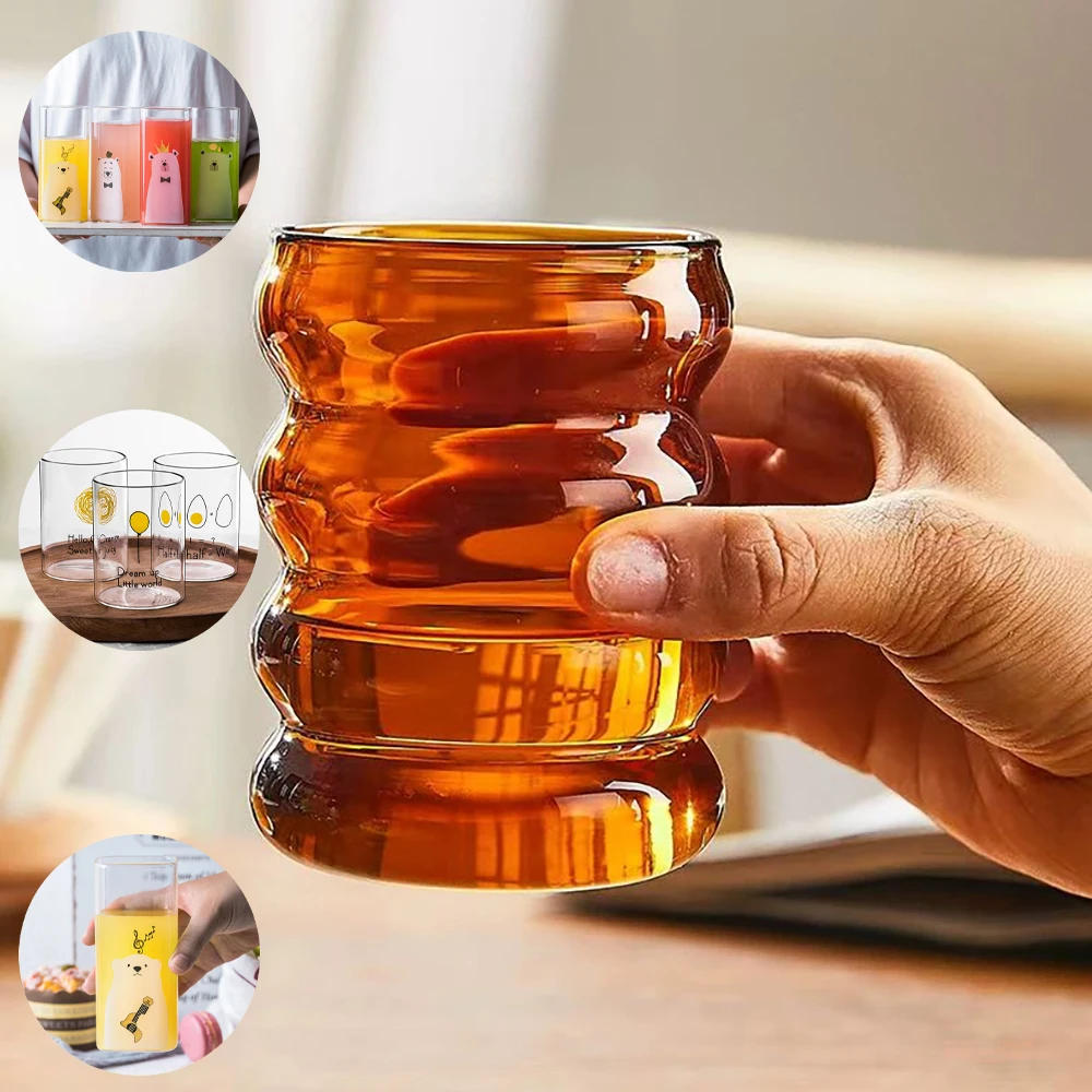 Trendy Clear Glass Mug for Bubble Tea, Photogenic Mug Perfect for Lemon Soda or Juice, Stylish Daily Hydration Must-Have