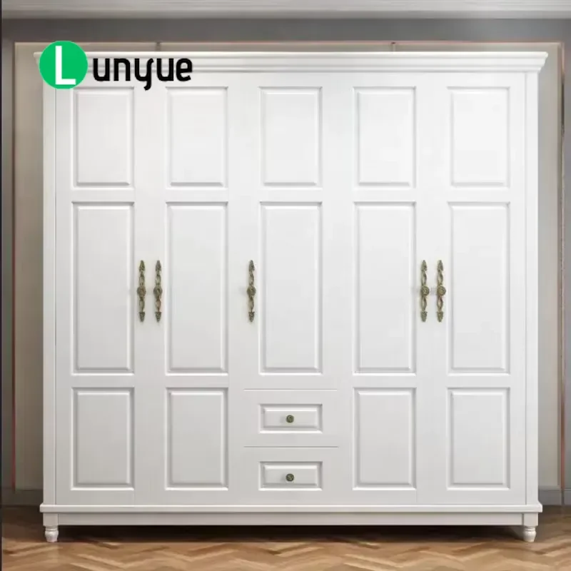 Modern 5 Door Wooden Wardrobe Bedroom Furniture Large Clothes Storage Cabinet Contemporary Design Home Organization Wholesale