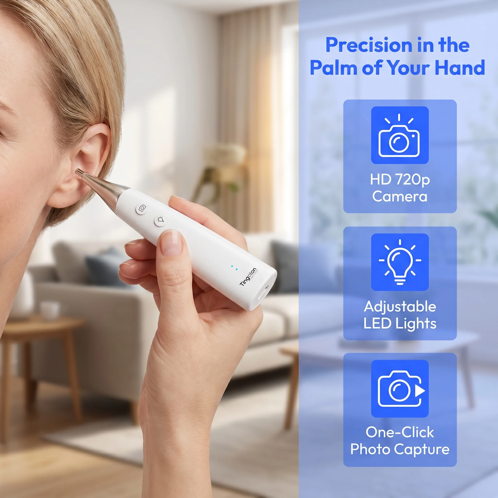 Professional Wireless UHD Digital Otoscope Ear Camera for Ear Cleaning, Hearing Aid Screening, Ear Canal Exam & Wax Removal