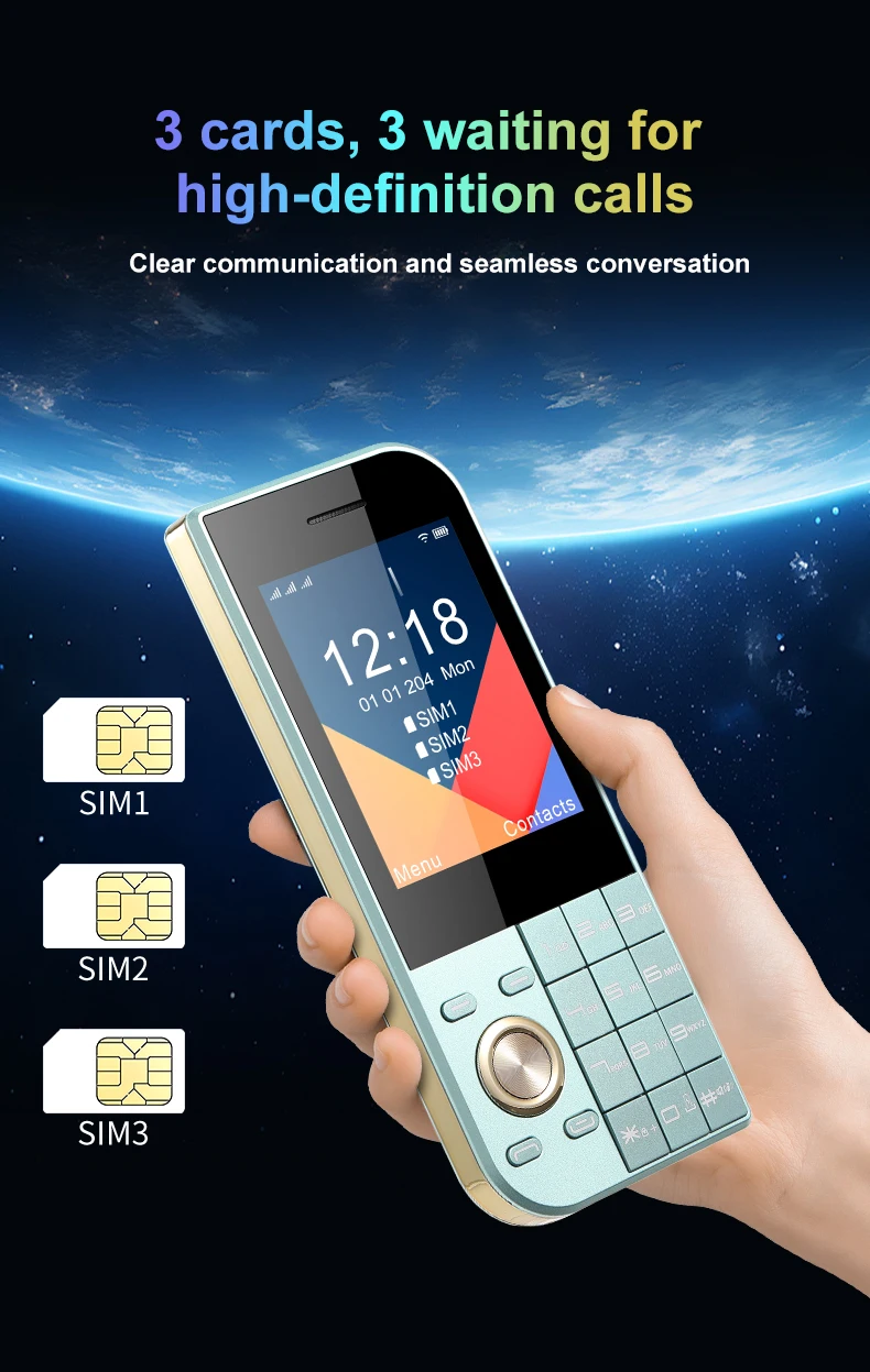 Ultra Slim Mini Size Cute Pocket Mobile Phone Big Screen Triple SIM SOS Call Speed Dial Large Button New Disign Elderly Phone