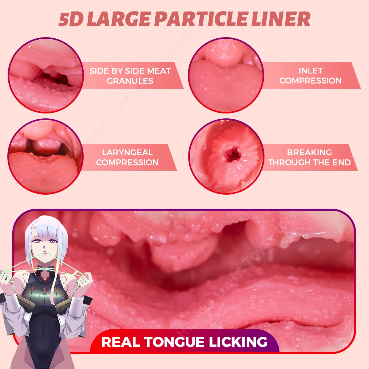 HESEKS Realistic Oral Mouth Masturbators for Men Deep Throat With Tongue Blowjob Masturbation Cup Pocket Pussy Artificial Vagina