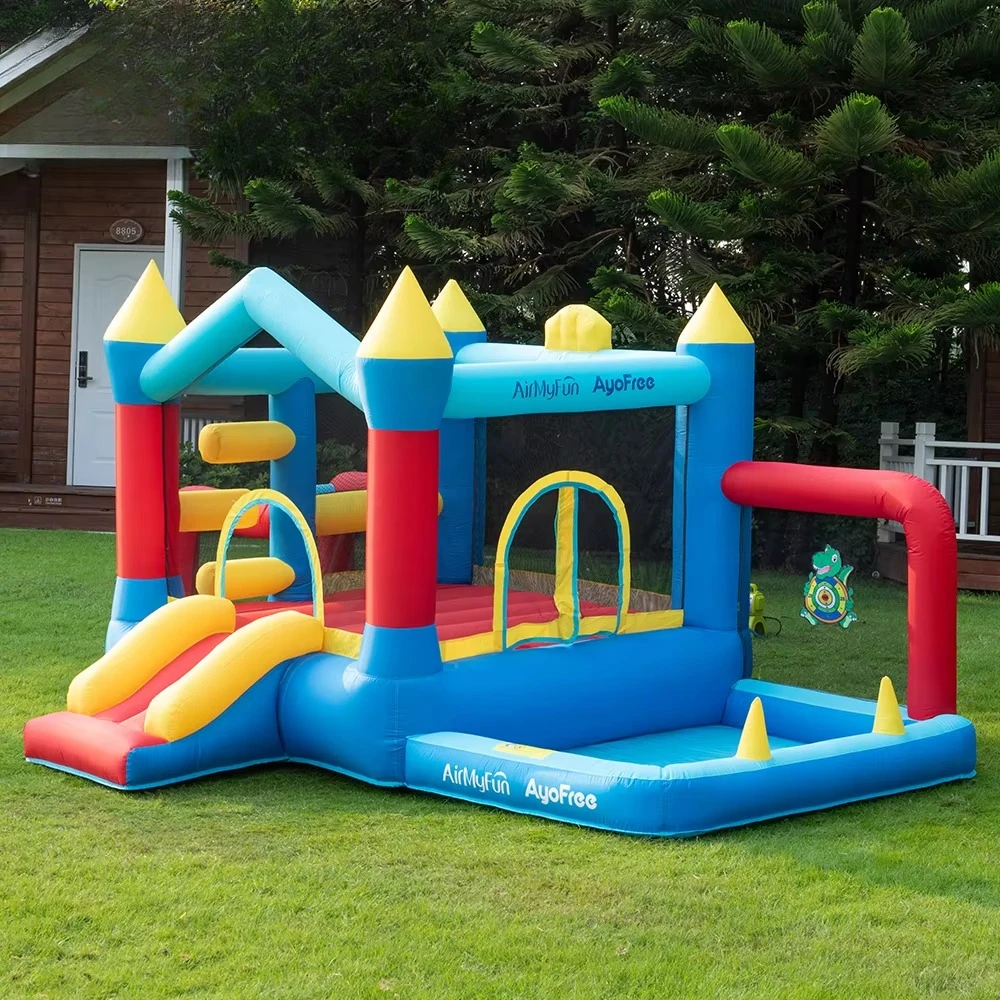 AirMyFun Children's Moon Inflatable Fabric Moonwalk Water Bouncer Bounce Castle Home Portable Bounce House Party