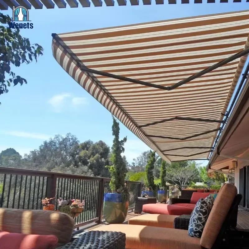 for Electric Retractable Cassette Motorized Awning with LED Light and Retractable Arm