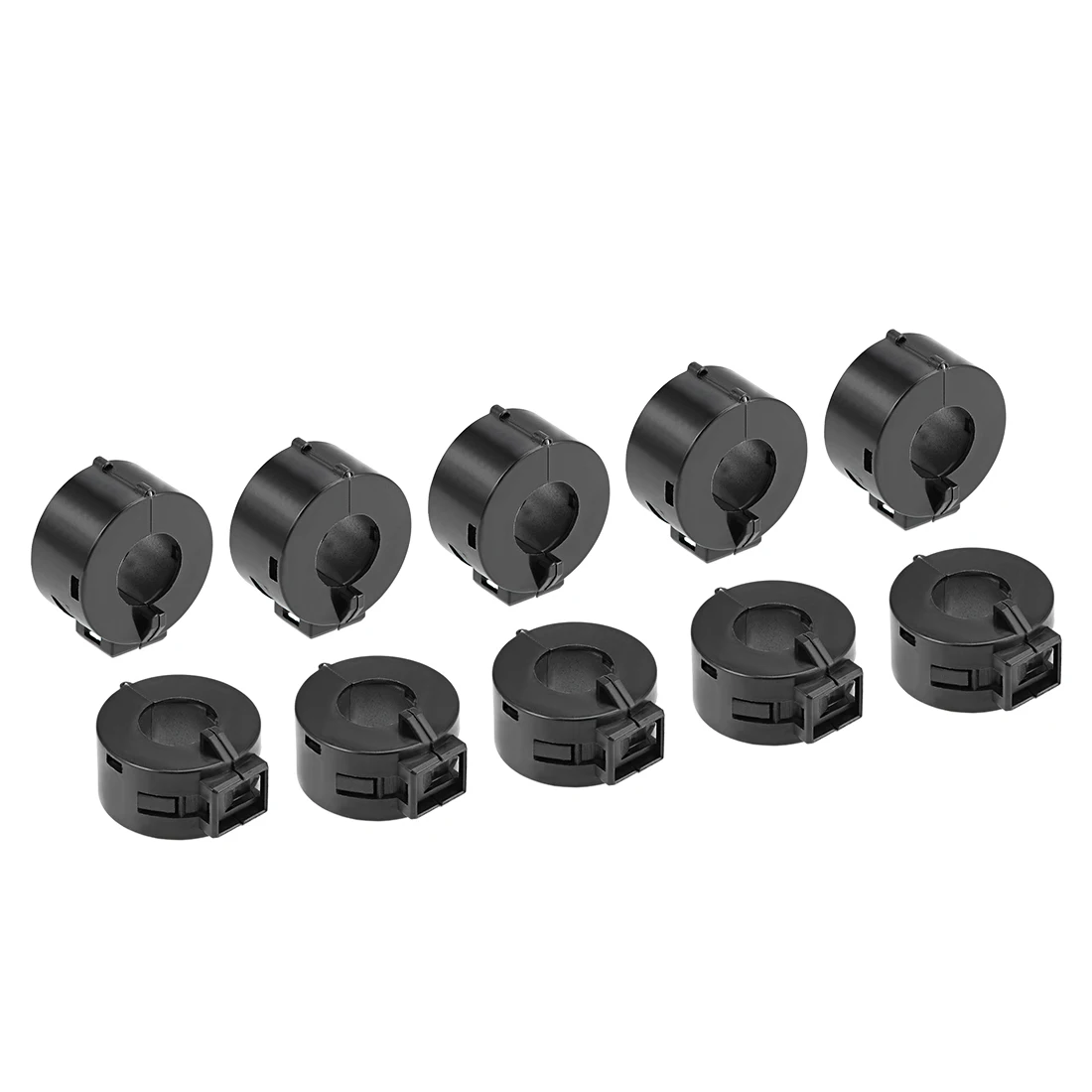 10pcs 15mm Ferrite Cores Ring Clip-On RFI EMI Noise Suppression Filter Cable Clip Black For Power Cord Audio Cables Data Cable