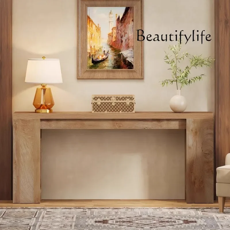 DL Wabi Sandy Wind Solid Wood Entrance Table Light Luxury American Retro Home Entrance Wall Entrance Table Hotel Decorative Tabl