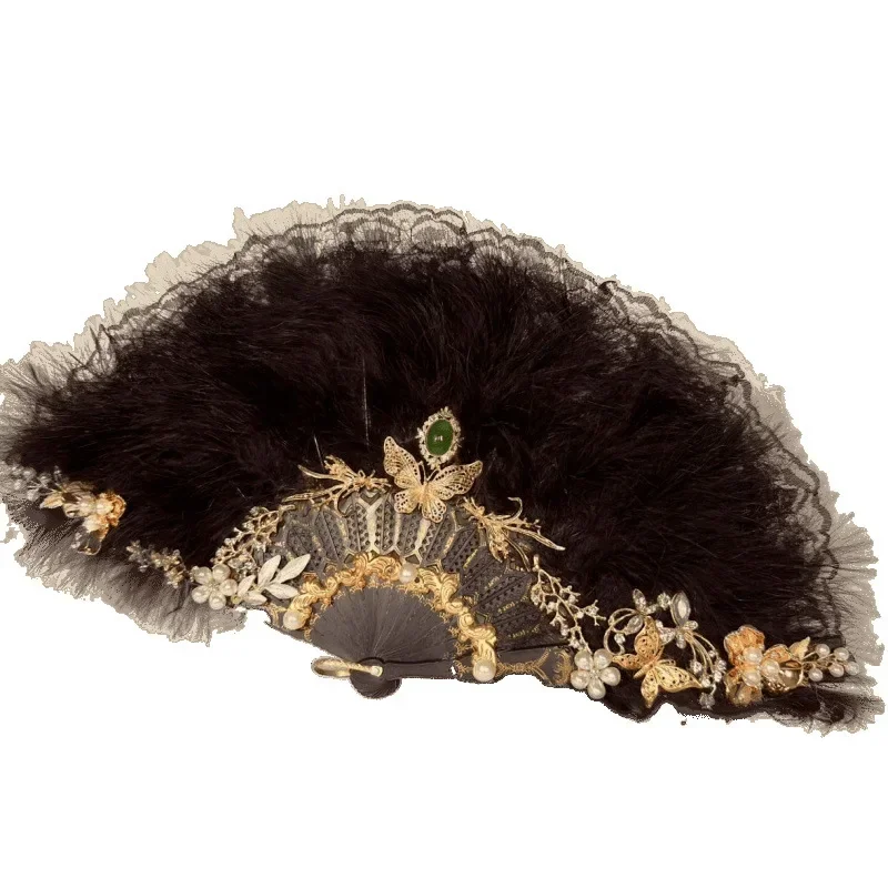 Fan Feather Group Fan Folding Fan Fairy White Classical Court National Tide Ancient Style Household Special Use Folding Dual Use
