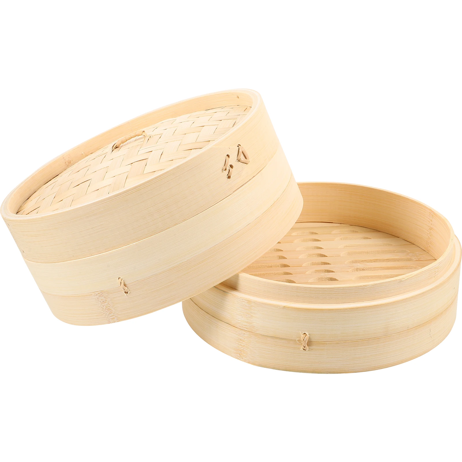 

Bamboo Steamer 10 Inch 2 Layers Kitchen Accessory Steaming Dumpling Basket Chinese Food Break Resistance Large Size Fit Wok Pan