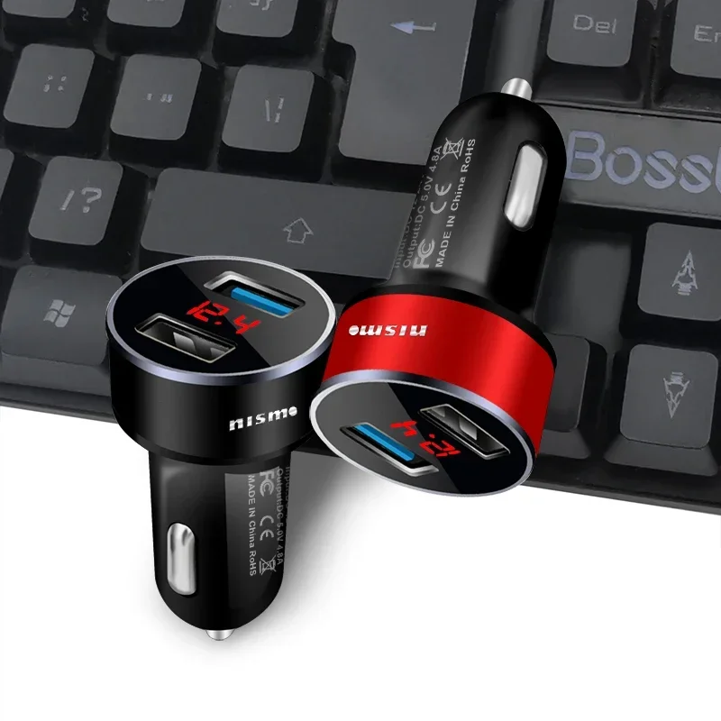 2 USB Ports Fast Charging Digital Display Car Chargers Auto Parts for Nismo GTR Nissan Almera Tiida Juke Teana Qashqai 350Z 370Z