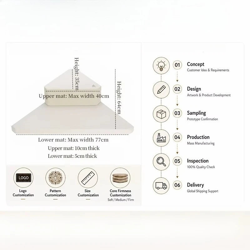 Breathable professional natural linen triangular meditation cushion, suitable for luxury spa and health center rooms