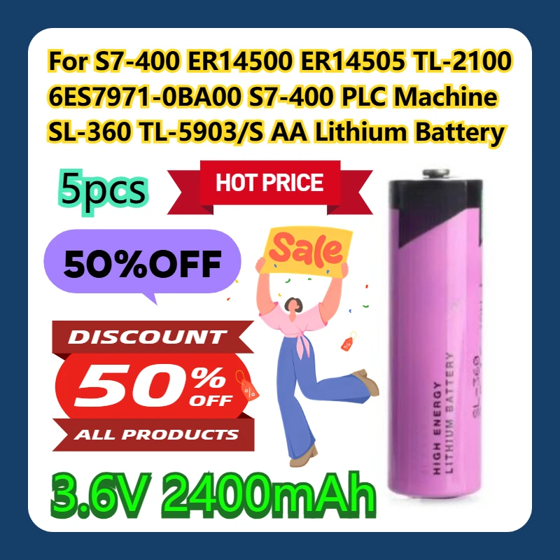

For S7-400 ER14500 ER14505 TL-2100 6ES7971-0BA00 S7-400 PLC Machine 3.6V 2400mAh SL-360 TL-5903/S AA Lithium Battery 5pcs