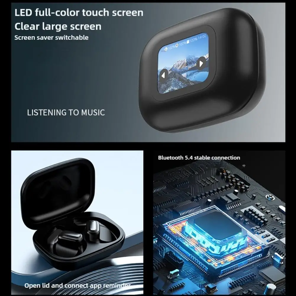 AI Intelligente realtime vertaling Bluetooth-headset Reizen Ruisonderdrukking Kleurenscherm Touchscreen Memoery Card-oortelefoon