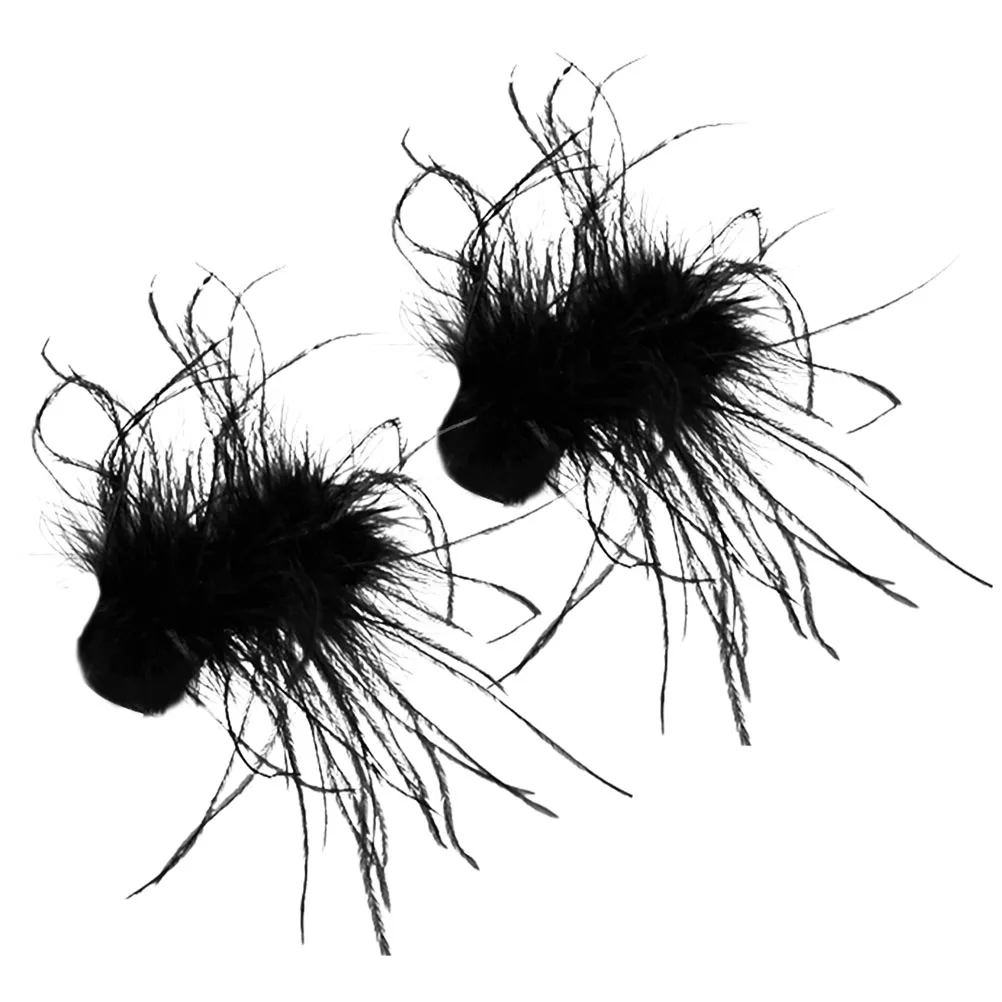 

2 Pcs Clips for Hair Hairpin Ostrich Ladies Goth Women Black Accessories Miss
