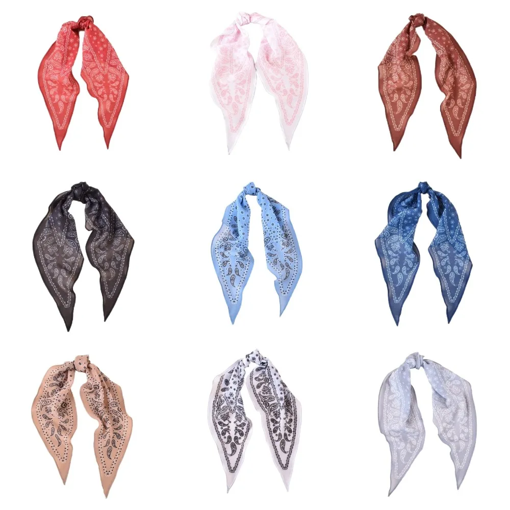 

Fashion Y2K Retro Leopard Headscarf Cashew Print Versatile Hair Ribbons Headbands Paisley Women Girls Hijab Wraps