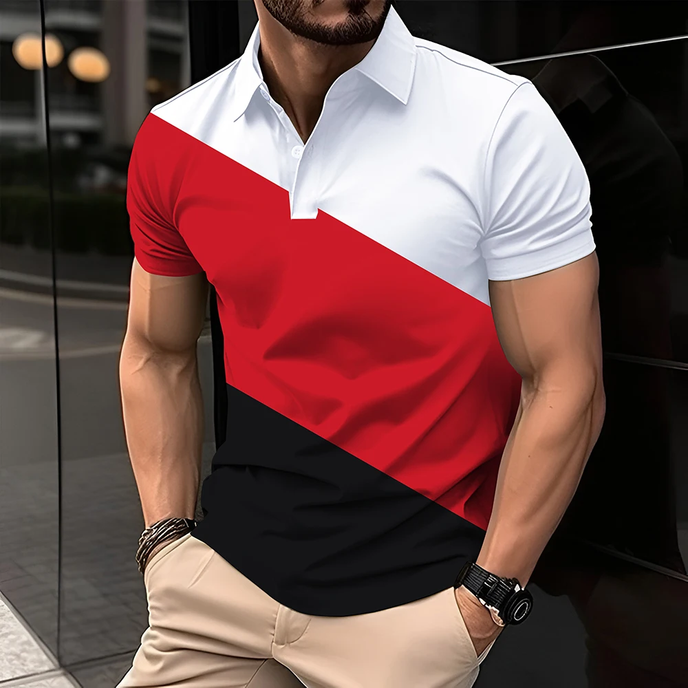 Men\'s Polo Shirt Color Match Fashion Short Sleeve For Men Business Leisure Style Summertime Men\'s Top Tennis Men\'s Polo Shirt