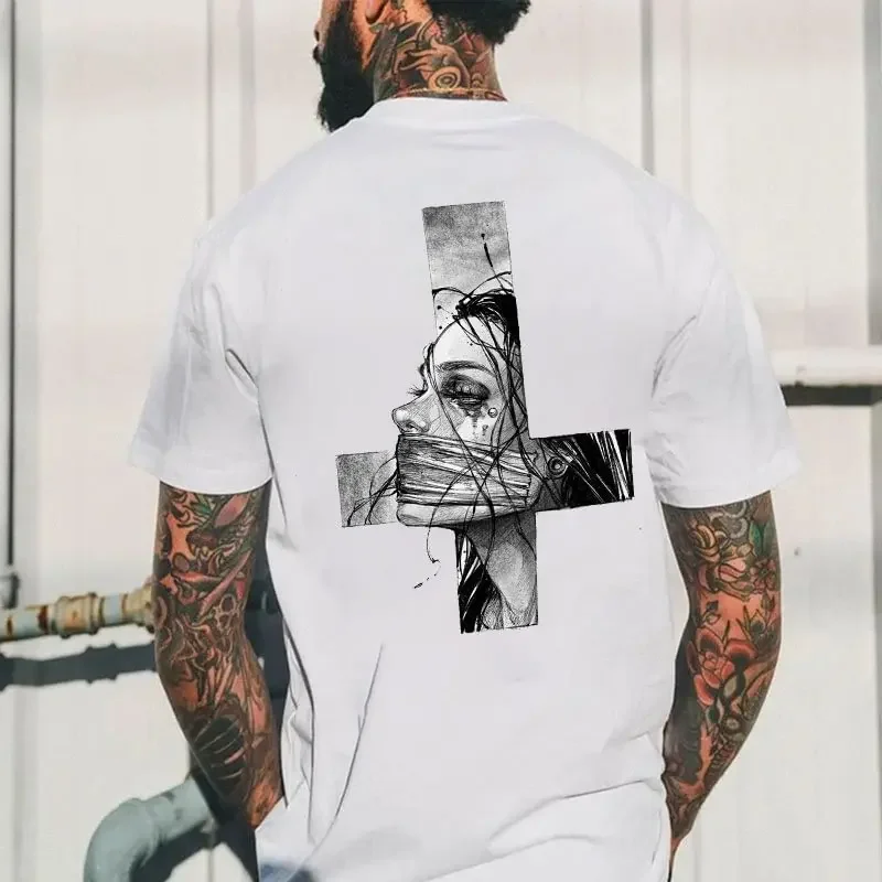 

Summer Men's Fashion Weird Pattern Print T-Shirts 100 Cotton Clothing Quick Dry Polyester Short Sleeve Sweat-Absorbing Tee Tops