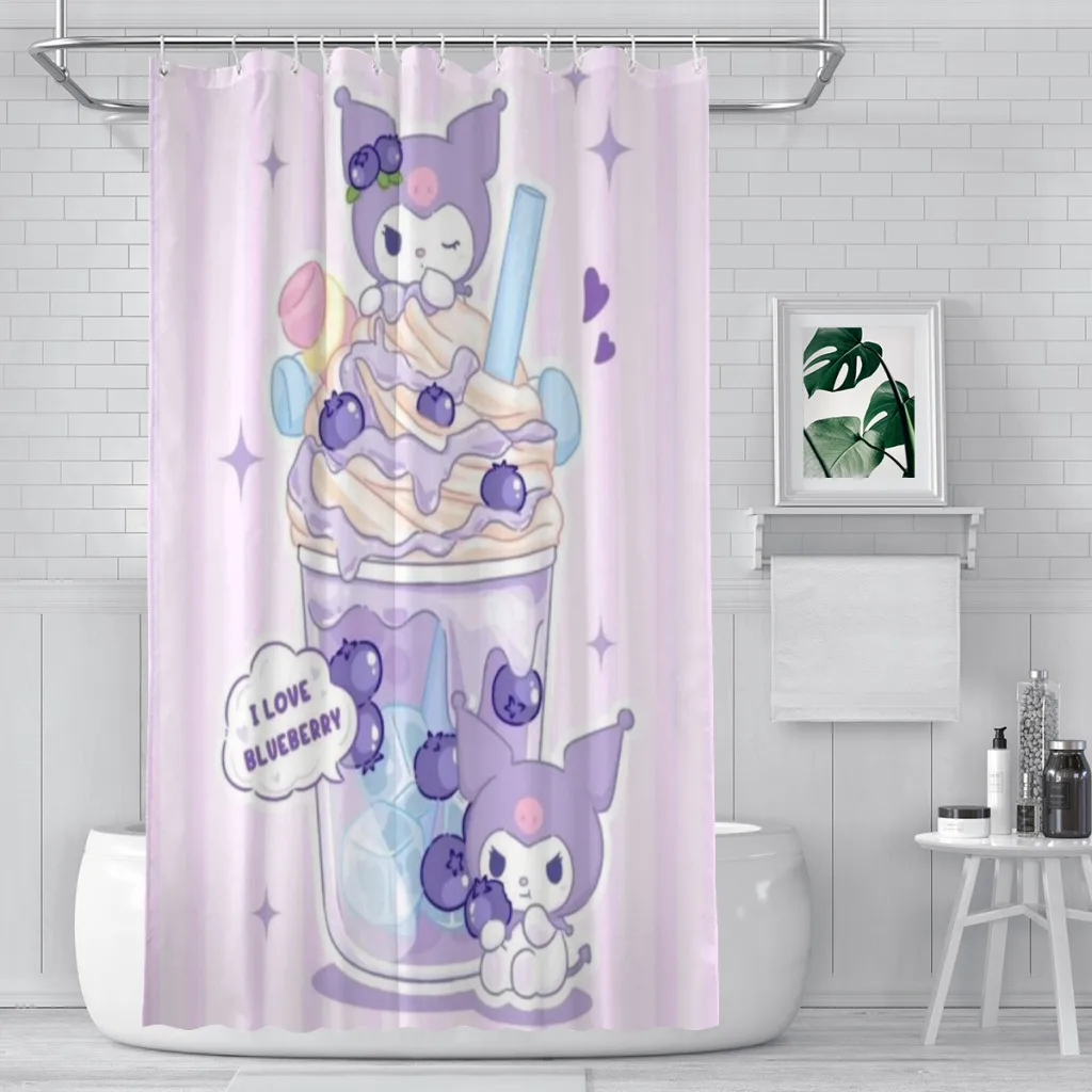 

Kuromi Shower Curtain Landscape Bath Curtain With Hooks for Bathroom waterproof