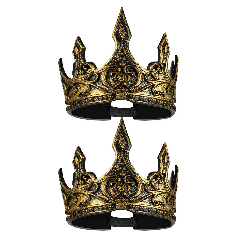 

2Pcs King Crown Medieval Soft PU Foam Comfortable Headwear Birthday Party Halloween Costume Stage Performance Accessory